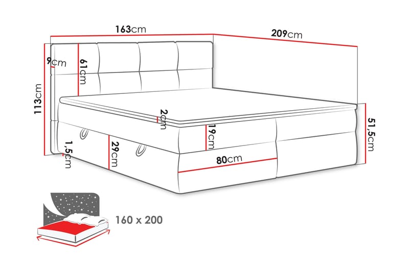 Leckersbo Komplett Sängpaket Kontinentalsäng med förvaring 160x200 cm - Svart - Products - Möbler - Säng - Komplett sängpaket