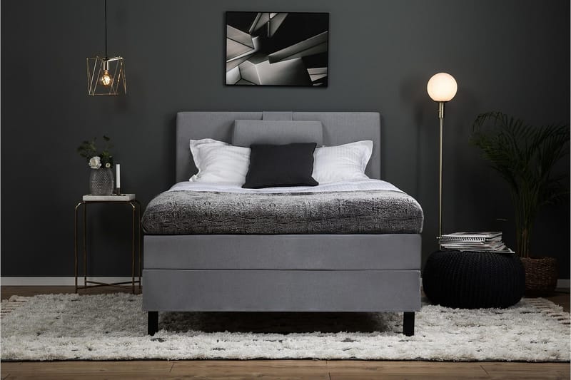 Lucky Komplett Sängpaket 120x200 Latex Slät Sänggavel  Na - Nackkudde Stor Mellangrå - Products - Möbler - Säng - Enkelsäng