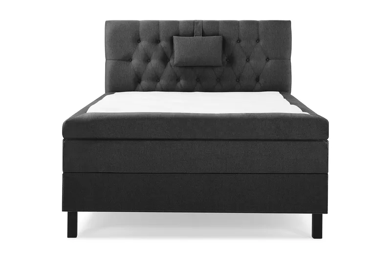 Lucky Komplett Sängpaket 120x200 Polyeter Diamant Sänggavel, Nackkudde Liten Svart/Grå