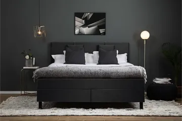 Lucky Komplett Sängpaket 180x200 Memory Slät - Nackkudde Liten Svart/Grå - Products - Möbler - Säng - Kontinentalsäng