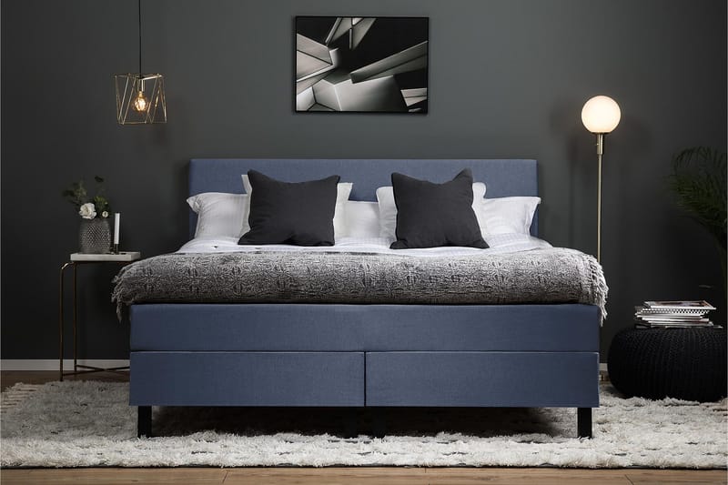 Lucky Komplett Sängpaket 180x200 Memory Slät Sänggavel - Mörkblå - Products - Möbler - Säng - Kontinentalsäng