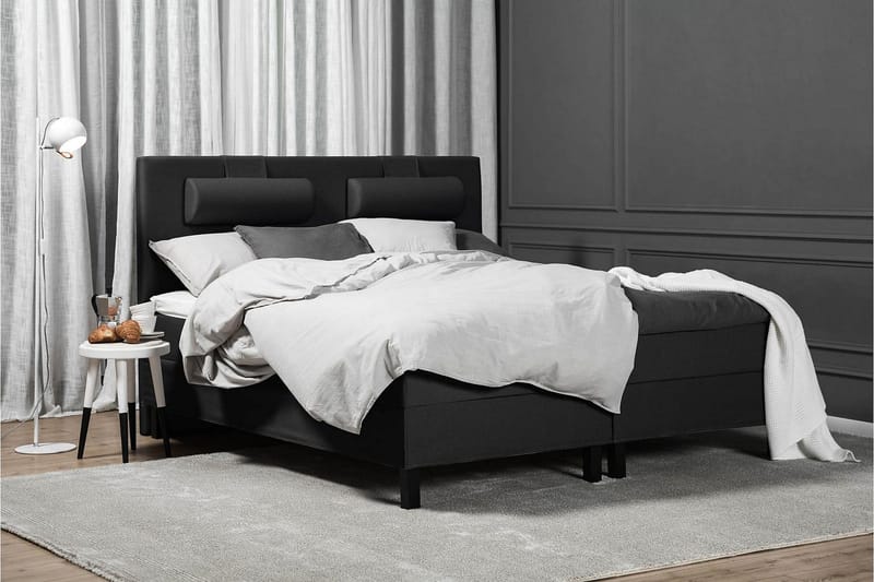 Lucky Komplett Sängpaket 180x200 Skum Slät - Nackkudde Liten Svart/Grå - Products - Möbler - Säng - Kontinentalsäng