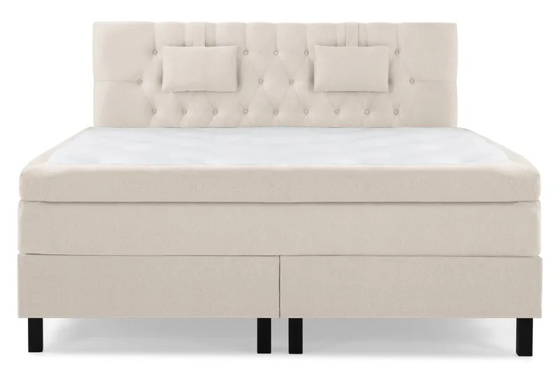 Lucky Komplett Sängpaket 180x200 Polyeter Diamant Sänggavel, Nackkudde Liten Beige