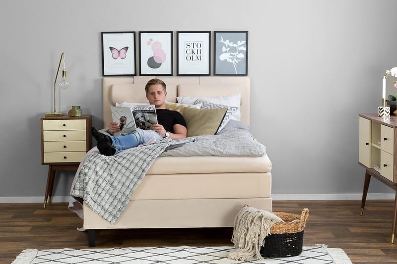 Lucky Kontinentalsäng 120x200 cm - Beige - Products - Möbler - Säng - Enkelsäng