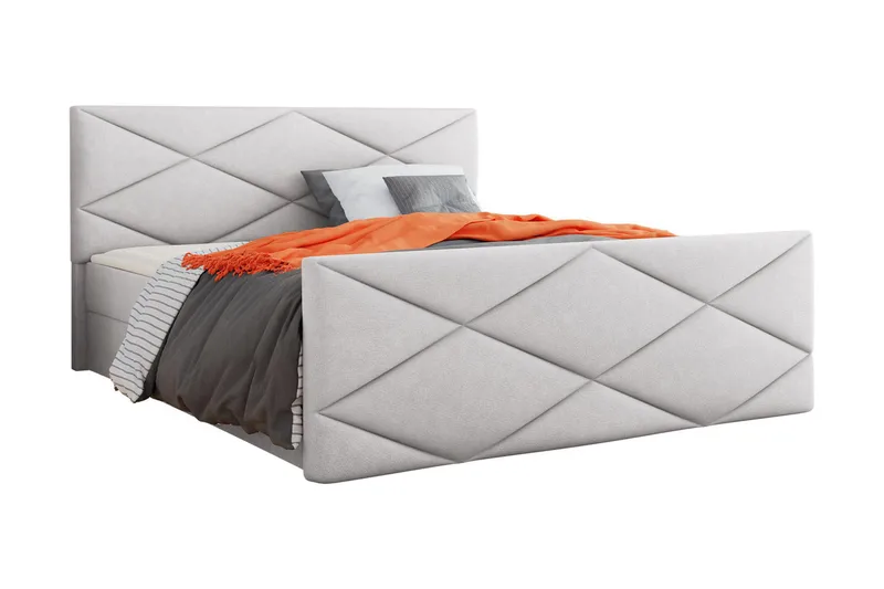 Milano Kontinentalsäng 160x200 cm med Sänggavel, Ljusgrå