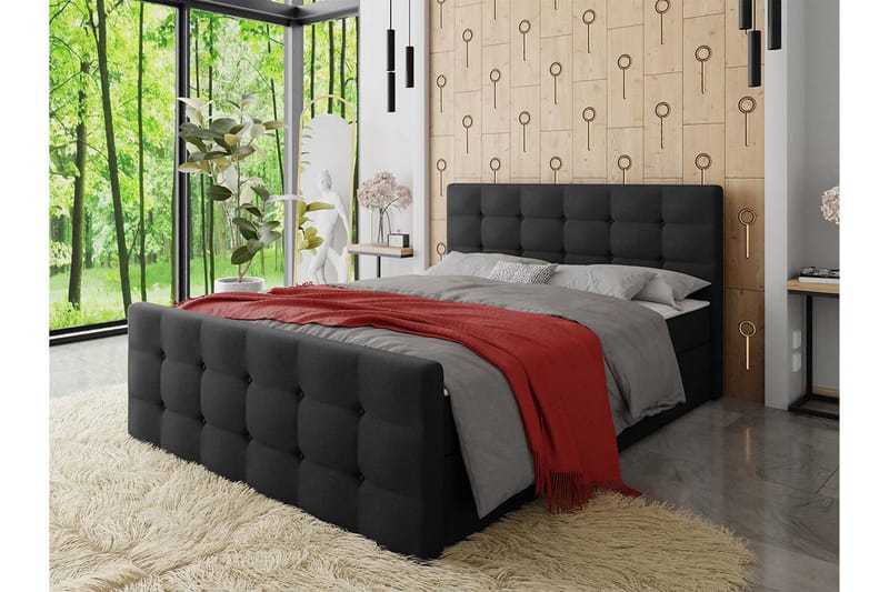 Milano Kontinentalsäng 180x200 cm med Sänggavel - Svart - Products - Möbler - Säng - Säng med förvaring