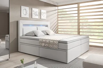 Modena Sängpaket 140x200 medFörvaring LED-belysning - Vit - Products - Möbler - Säng - Säng med förvaring