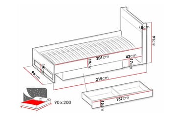 Rathmore Sängram 90x200 cm - Mörkgrå - Products - Möbler - Säng - Sängram & sängstomme
