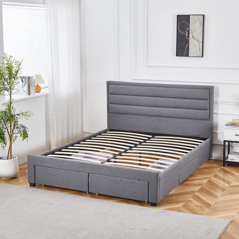 Sängram Älmhult Grå med Förvaringslådor - 180 x 200 cm - Products - Möbler - Säng - Säng med förvaring