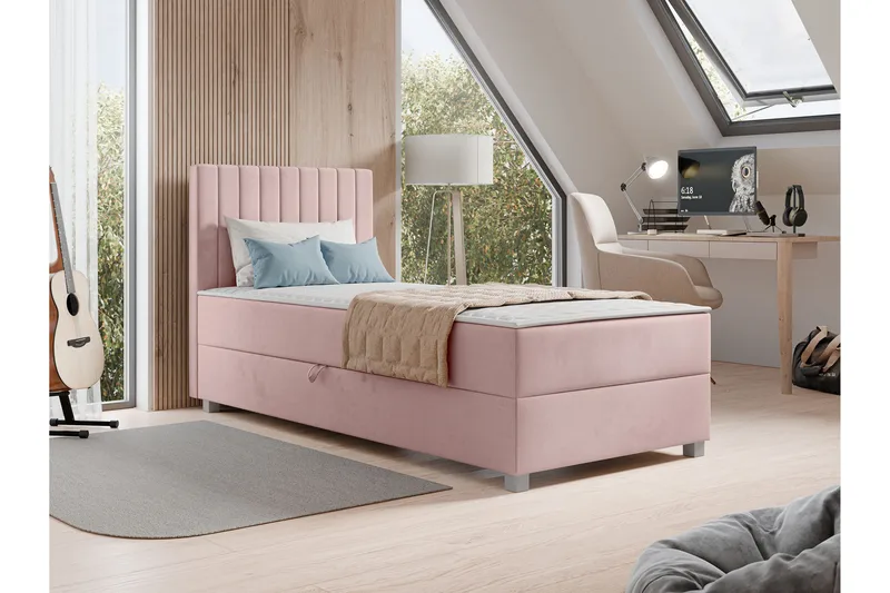 Veyran Sängpaket Kontinentalsäng med Förvaring 90x200 cm - Rosa - Products - Möbler - Säng - Komplett sängpaket