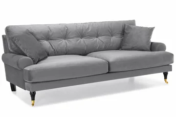 Andrew 3-sits Sammetssoffa - Ljusgrå - Products - Möbler - Soffa - 3 sits soffa