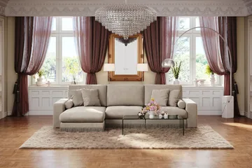 Arken Lyx 5-sits Vändbar L-formad Djup Divansoffa i Sammet - Beige - Products - Möbler - Soffa - Sammetssoffa
