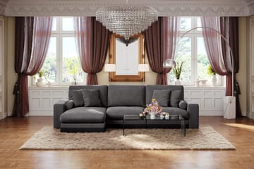 Arken Lyx 5-sits Vändbar L-formad Djup Divansoffa i Sammet - Mörkgrå - Products - Möbler - Soffa - Sammetssoffa