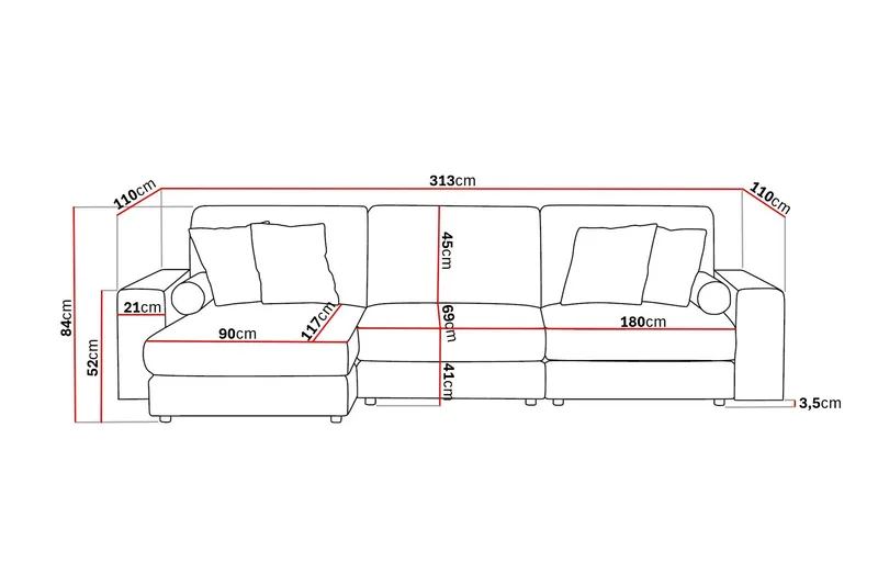 Arken Lyx 5-sits Vändbar L-formad Djup Divansoffa i Tyg - Brun - Products - Möbler - Soffa - Divansoffa & schäslongsoffa