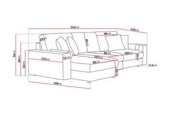 Arken Lyx 5-sits Vändbar L-formad Djup Divansoffa i Tyg - Ljusgrå - Products - Möbler - Soffa - Divansoffa & schäslongsoffa