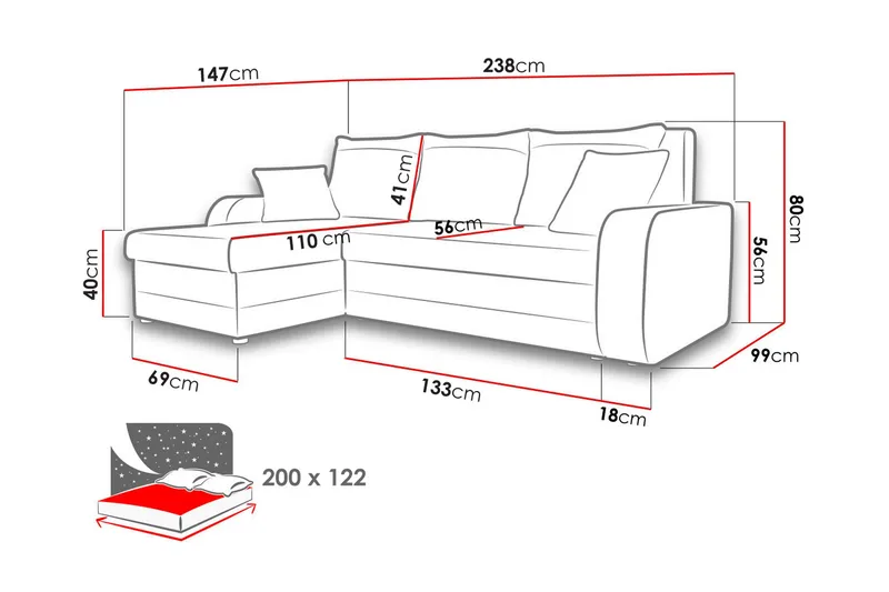 Alvared 3-sits Hörnbäddsoffa Universal - Beige/Brun - Products - Möbler - Soffa - Bäddsoffa - Bäddsoffa divan