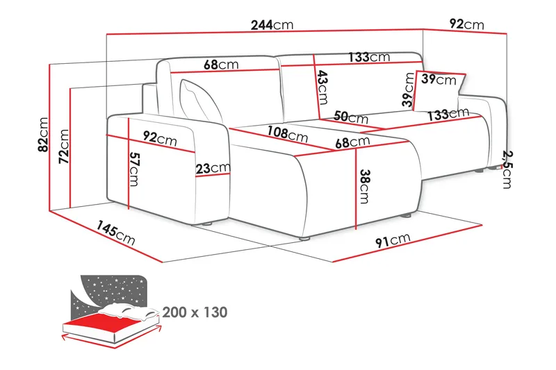 Barile Bäddsoffa med Divan 3-sits i Plysch - Brun - Products - Möbler - Soffa - Bäddsoffa - Bäddsoffa divan