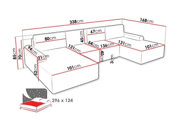 Bella Bäddsoffa Dubbeldivan 4-sits i Plysch - Grå - Products - Möbler - Soffa - Bäddsoffa - U bäddsoffa