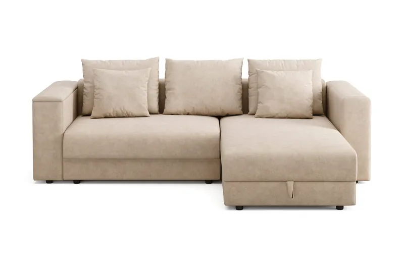 Bergen Djup 3-sits Bäddsoffa med vändbar divan och förvaring, Beige