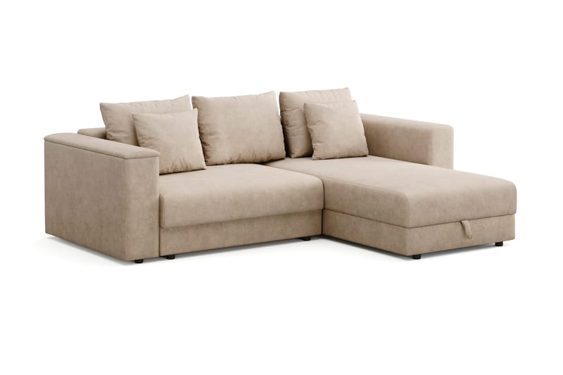 Bergen Djup 3-sits Bäddsoffa med vändbar divan och förvaring - Beige - Products - Möbler - Soffa - Bäddsoffa - Bäddsoffa divan