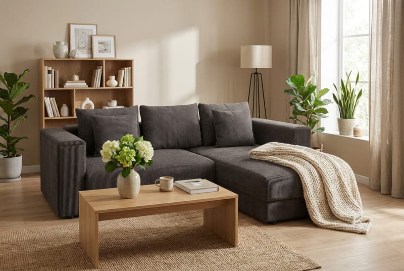 Bergen Djup 3-sits Bäddsoffa med vändbar divan och förvaring - Brown - Products - Möbler - Soffa - Bäddsoffa - Bäddsoffa divan