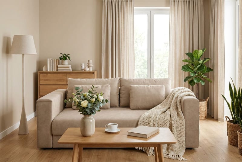 Bergen Extra djup 3-sits Bäddsoffa med Bäddmadrass i Latex och Tvättbar klädsel - Beige - Products - Möbler - Soffa - Bäddsoffa - 3 sits bäddsoffa
