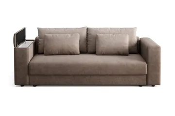 Bergen Extra djup 3-sits Bäddsoffa med Bäddmadrass i Latex och Tvättbar klädsel - Brun Tyg - Products - Möbler - Soffa - Bäddsoffa - 3 sits bäddsoffa