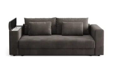 Bergen Extra djup 3-sits Bäddsoffa med Bäddmadrass i Polyesterskum Vändbar Sommar- & Vintersida och Tvättbar klädsel - Mörkgrå - Products - Möbler - Soffa - Bäddsoffa - 3 sits bäddsoffa