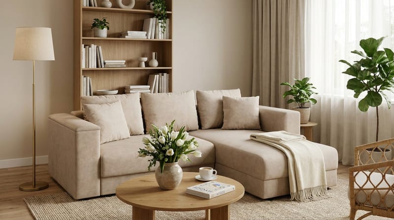 Bergen Extra djup 3-sits Bäddsoffa med Divan och Bäddmadrass i Polyesterskum Vändbar Sommar- & Vintersida och Tvättbar klädsel - Brun Tyg - Products - Möbler - Soffa - Bäddsoffa - Bäddsoffa divan