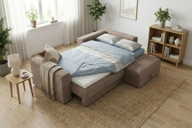 Bergen Extra djup 3-sits Bäddsoffa med Divan och Bäddmadrass i Polyesterskum och Tvättbar klädsel - Beige Tyg - Products - Möbler - Soffa - Bäddsoffa - Bäddsoffa divan
