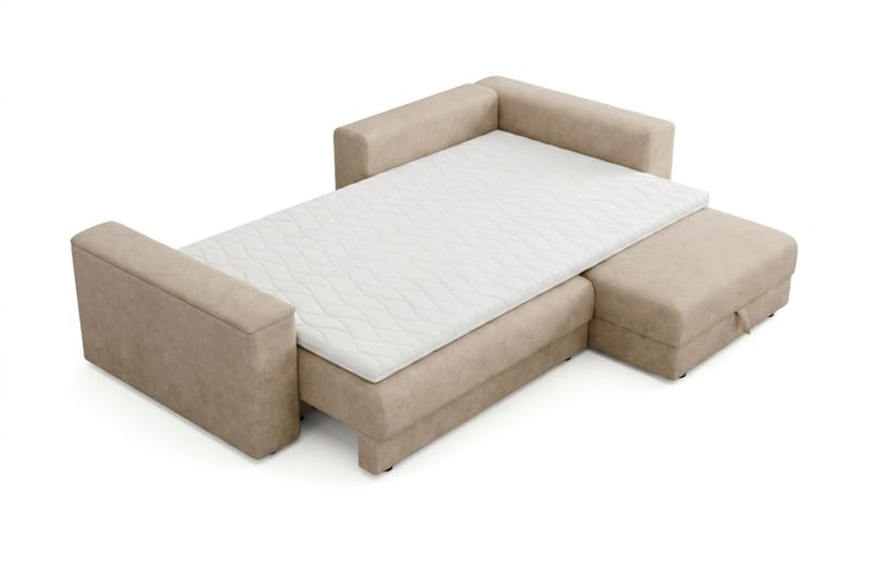 Bergen Extra djup 3-sits Bäddsoffa med Divan och Bäddmadrass i Polyesterskum Vändbar Sommar- & Vintersida och Tvättbar klädsel - Brun Tyg - Products - Möbler - Soffa - Bäddsoffa - Bäddsoffa divan