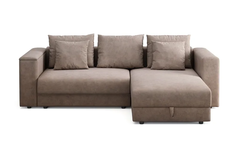 Bergen Extra djup 3-sits Bäddsoffa med Divan och Bäddmadrass i Polyesterskum och Tvättbar klädsel, Beige Tyg