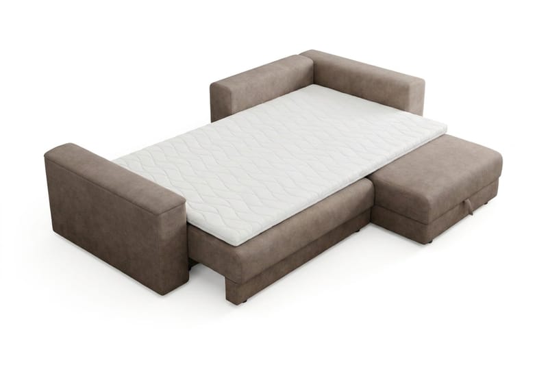 Bergen Extra djup 3-sits Bäddsoffa med Divan och Bäddmadrass i Polyesterskum och Tvättbar klädsel - Beige Tyg - Products - Möbler - Soffa - Bäddsoffa - Bäddsoffa divan