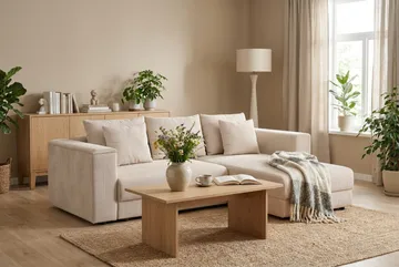 Bergen Extra Djup 3-sits Bäddsoffa med vändbar divan och förvaring i manchester - Beige - Products - Möbler - Soffa - Bäddsoffa - Bäddsoffa divan