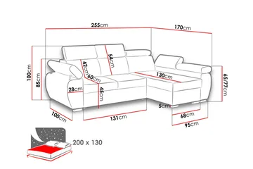 Boston Hörnsoffa Vänster - Mörkgrå - Products - Möbler - Soffa - Bäddsoffa - Bäddsoffa divan