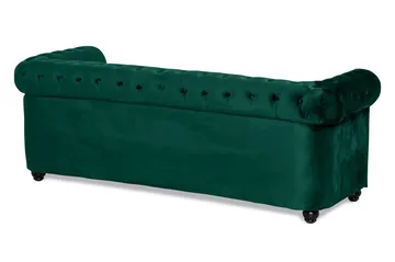 Chesterfield Lyx 3-sits Framåtbäddad Bäddsoffa med HVILA Bäddmadrass 140x200 cm Latex med Tvättbar klädsel - Grön/Vit - Products - Möbler - Soffa - Bäddsoffa - 3 sits bäddsoffa