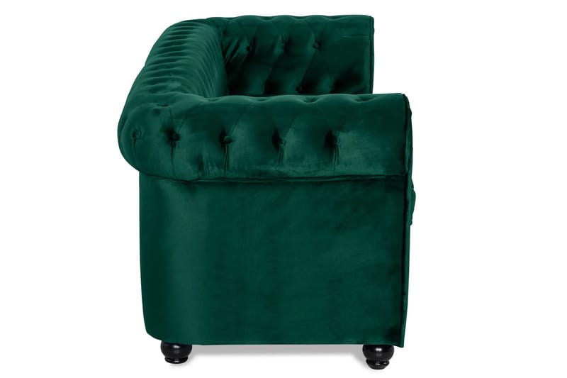 Chesterfield Lyx 3-sits Framåtbäddad Bäddsoffa med HVILA Bäddmadrass 140x200 cm Latex med Tvättbar klädsel - Grön/Vit - Products - Möbler - Soffa - Bäddsoffa - 3 sits bäddsoffa