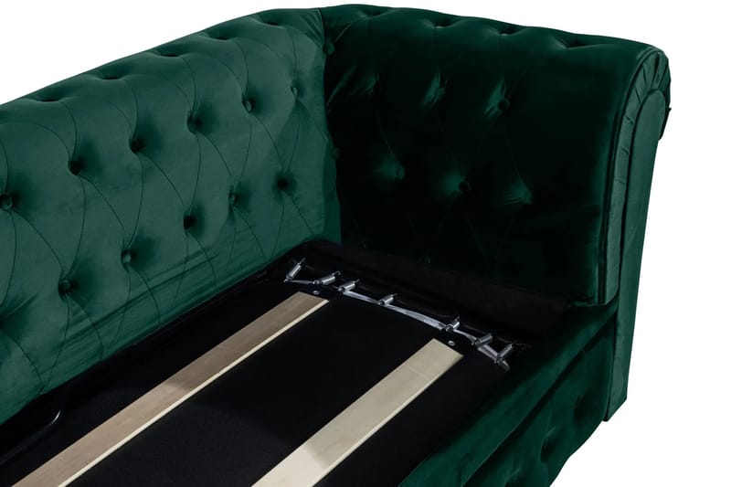 Chesterfield Lyx 3-sits Framåtbäddad Bäddsoffa med HVILA Bäddmadrass 140x200 cm Latex med Tvättbar klädsel - Grön/Vit - Products - Möbler - Soffa - Bäddsoffa - 3 sits bäddsoffa