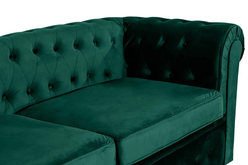 Chesterfield Lyx 3-sits Framåtbäddad Bäddsoffa med HVILA Bäddmadrass 140x200 cm Memoryskum med Tvättbar klädsel - Grön/Vit - Products - Möbler - Soffa - Bäddsoffa - 3 sits bäddsoffa
