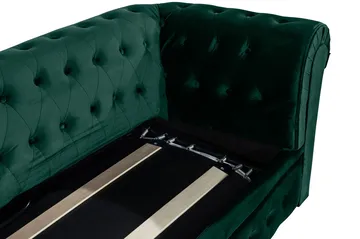 Chesterfield Lyx 3-sits Framåtbäddad Bäddsoffa med HVILA Bäddmadrass 140x200 cm Polyesterskum med Tvättbar klädsel - Grön - Products - Möbler - Soffa - Bäddsoffa - 3 sits bäddsoffa