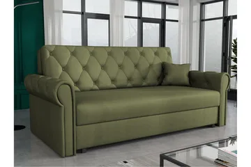 Denegal 2-sits liten bäddsoffa i Plysch - Grön - Products - Möbler - Soffa - Bäddsoffa - 2 sits bäddsoffa