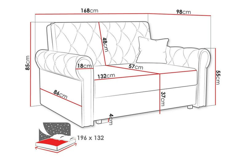 Denegal 2-sits liten bäddsoffa i Plysch - Grön - Products - Möbler - Soffa - Bäddsoffa - 2 sits bäddsoffa