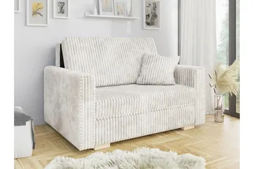 Denegal 2-sits liten bäddsoffa i Plysch - Beige - Products - Möbler - Soffa - Bäddsoffa - Bäddsoffa längsbäddad