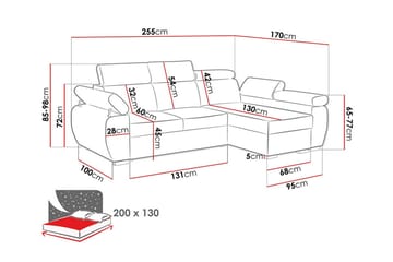 Denegal 3-sits Hörnbäddsoffa - Products - Möbler - Soffa - Bäddsoffa - Bäddsoffa längsbäddad