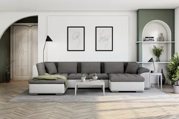 Dynir Hörnbäddsoffa Divan med Förvaring Höger - Vit/Ljusgrå - Products - Möbler - Soffa - Bäddsoffa - Bäddsoffa längsbäddad