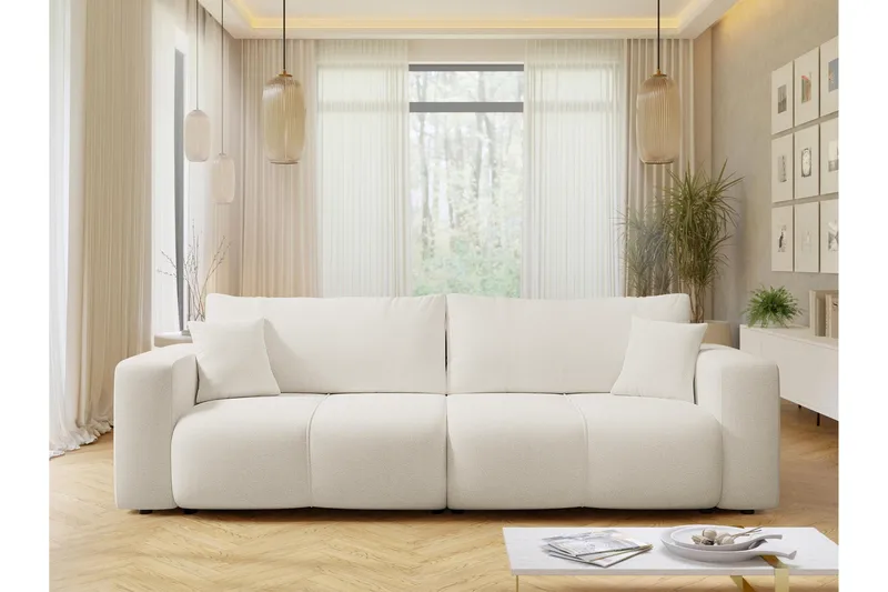 Flo Bäddsoffa 3-sits i Plysch - Grå - Products - Möbler - Soffa - Bäddsoffa - 3 sits bäddsoffa