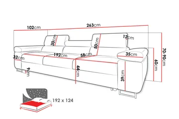 Gabina Bäddsoffa 3-sits i Chenille - Vit - Products - Möbler - Soffa - Bäddsoffa - 3 sits bäddsoffa