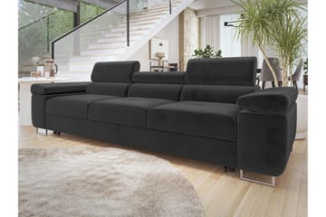 Gabina Bäddsoffa 3-sits i Plysch - Svart - Products - Möbler - Soffa - Bäddsoffa - 3 sits bäddsoffa