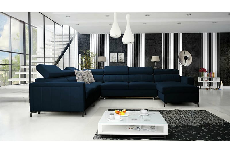 Galbally 5-sits Hörnbäddsoffa Dark blue - Products - Möbler - Soffa - Bäddsoffa - Bäddsoffa divan