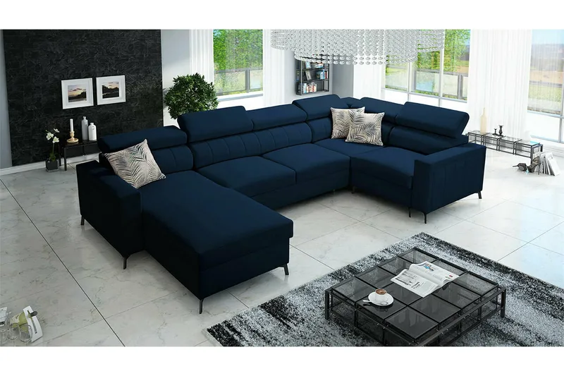 Galbally 5-sits Hörnbäddsoffa Dark blue - Products - Möbler - Soffa - Bäddsoffa - Hörnbäddsoffa